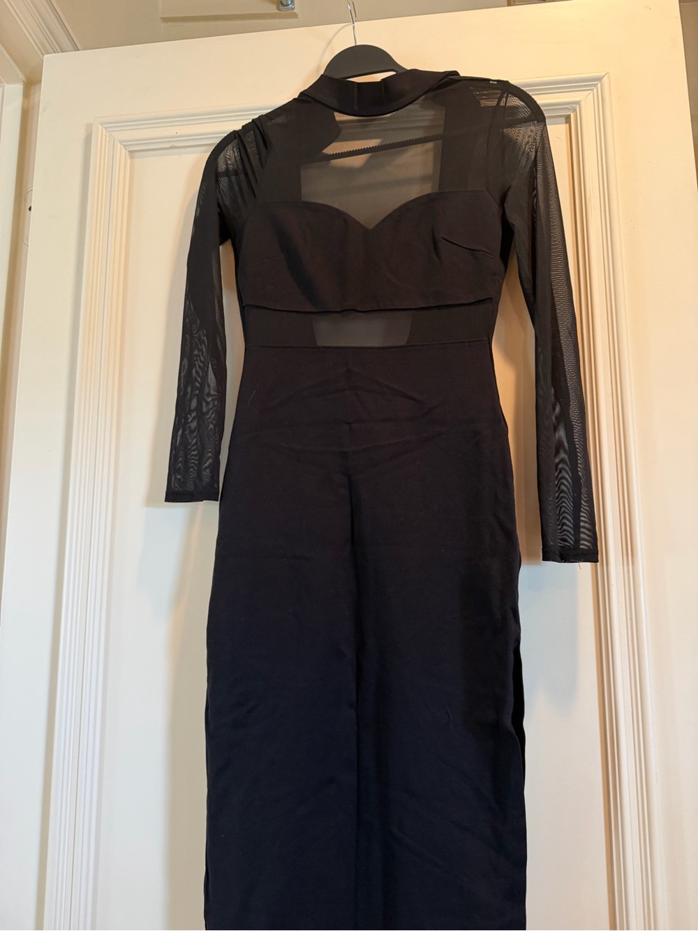 Lulu's Black Mesh-Detail Midi Dress